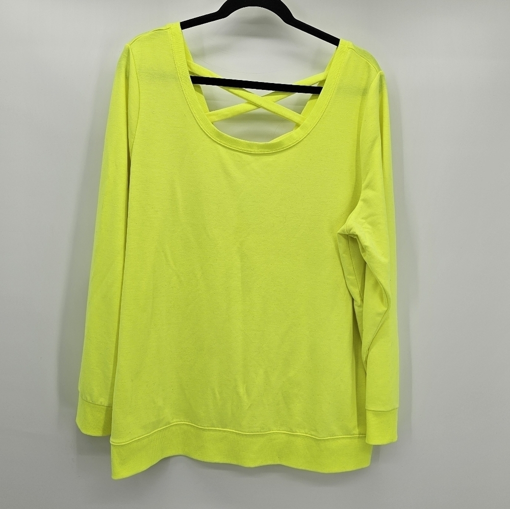 Torrid active neon yellow lace up back long sleeve active tee women's size 3x - Picture 1 of 4